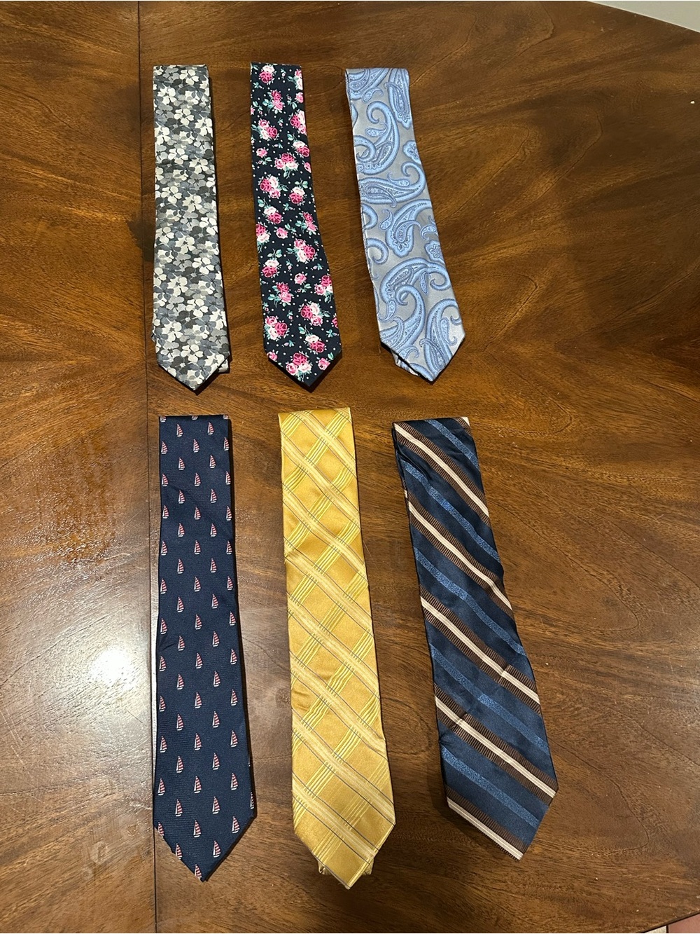 Van Heusen Six-Piece Tie Set in Black, Pink, Light Blue, Gray, Yellow, Navy